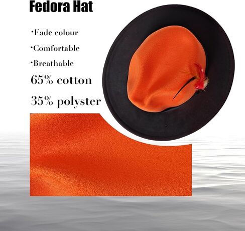 Fedora Hat for Men and Women, Classic Woolen Adjustable Felt Panama Hat with Feather Wide Brim Gradient Jazz Cap in Kuwait