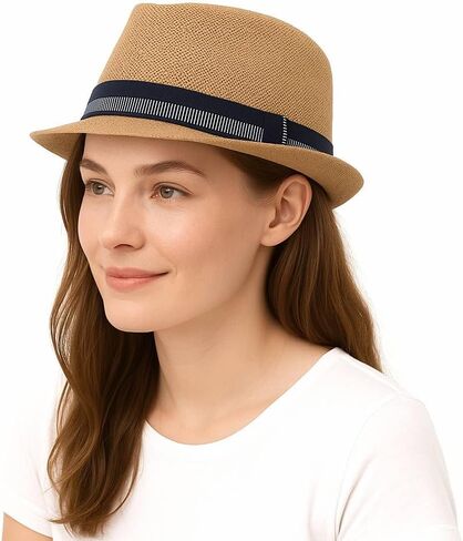 Lidhay Short Brim Panama Hat القبعات Fedora للرجال للنساء الصيف دربي Trilby Hats Beach Sun Hat in Kuwait