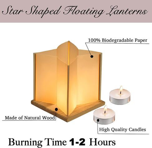 10Pack 6"Paper Floating Candle Lantern,Wooden Water Lanterns with Candles,Outdoor Patio Decor for Pool Parties,Wedding,Memorials,Garden (10Lanterns with Candles) in Saudi Arabia