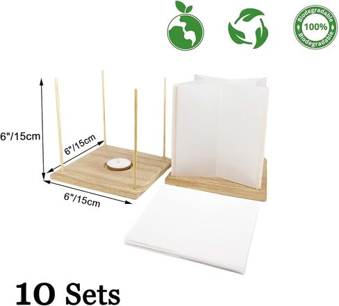 10Pack 6"Paper Floating Candle Lantern,Wooden Water Lanterns with Candles,Outdoor Patio Decor for Pool Parties,Wedding,Memorials,Garden (10Lanterns with Candles) in Saudi Arabia