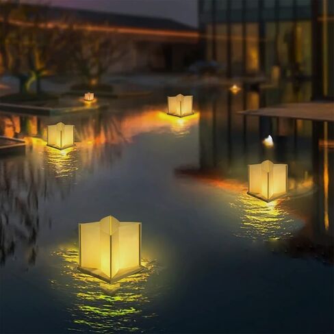 10Pack 6"Paper Floating Candle Lantern,Wooden Water Lanterns with Candles,Outdoor Patio Decor for Pool Parties,Wedding,Memorials,Garden (10Lanterns with Candles) in Saudi Arabia