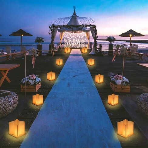10Pack 6"Paper Floating Candle Lantern,Wooden Water Lanterns with Candles,Outdoor Patio Decor for Pool Parties,Wedding,Memorials,Garden (10Lanterns with Candles) in Saudi Arabia