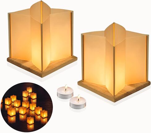 10Pack 6"Paper Floating Candle Lantern,Wooden Water Lanterns with Candles,Outdoor Patio Decor for Pool Parties,Wedding,Memorials,Garden (10Lanterns with Candles) in Saudi Arabia