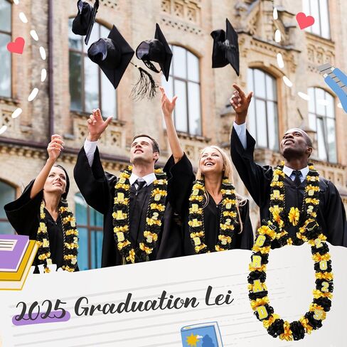 12 PCS التخرج Leis Class of 2025 Grad مصنوعة يدويًا مزدوج الشريط تهانينا لخريج أموال Leis Necklace (الأزرق الأبيض) in Saudi Arabia