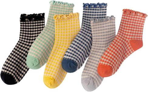 Women'Srufflesocks 6pairs ، Cuteturn-Cuffanklesocks ، Trepabablecottonblend ، US5-9 ، غسيل الآلة ، المكتب/الرياضة/الهدية in Kuwait
