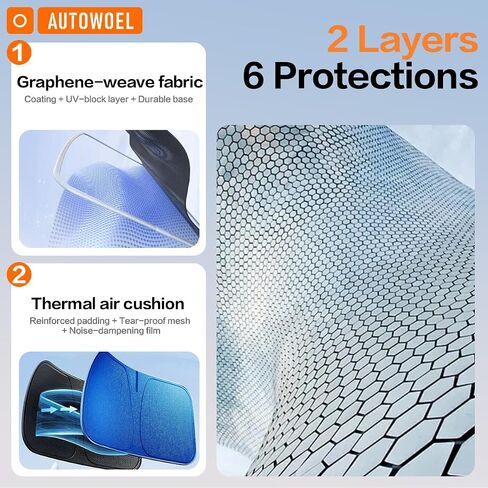 Ice Crystal Blue Car Sunshade for Windshield - UPF50+ Reflective Heat Shield with Cooling Technology, 3-Second Install Foldable 240T Material Sun Shade Visor Medium (55.9" L x 29.5" W) in Saudi Arabia