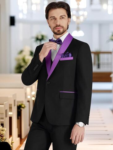 Mage Male Men Men Fit 3 قطع 3 قطع بدلة صلبة شال للسترة السترة سترة سترة سترة in Kuwait