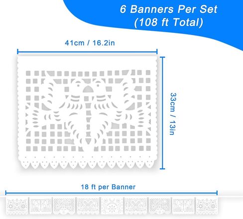 6 حزم 108 قدم فييستا ديكورات الحفلات، لافتات الحفلات المكسيكية، لافتات بابيل بيكادو، سينكو دي مايو، ديكورات ديا دي لوس مورتوس ديكور المكسيك، لافتة الهالوين، ديكورات حفلات أعياد الميلاد in Kuwait