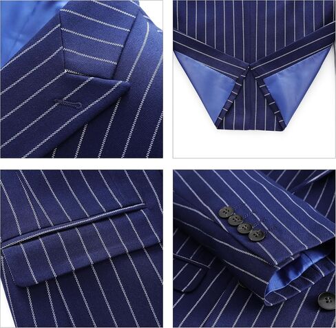 MOGU Mens Double Breasted Pinstripe Suit - 2 Piece Slim Fit Vintage Tuxedo for Groomsmen, Wedding, Prom in Saudi Arabia