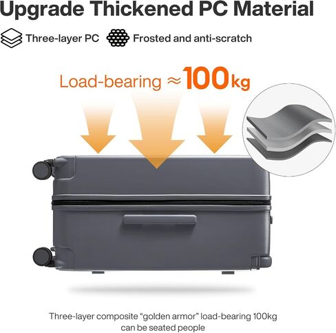 mixi 26 Inch Large Checked Luggage Suitcase with Spinner Wheels Upgrade Wide Handle PC Hard Shell Rolling Travel Suitcase with TSA Lock, Rock Gray in Kuwait