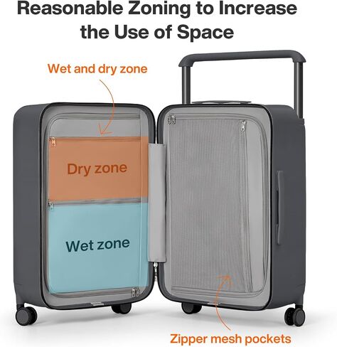 mixi 26 Inch Large Checked Luggage Suitcase with Spinner Wheels Upgrade Wide Handle PC Hard Shell Rolling Travel Suitcase with TSA Lock, Rock Gray in Kuwait