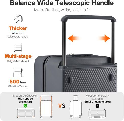 mixi 26 Inch Large Checked Luggage Suitcase with Spinner Wheels Upgrade Wide Handle PC Hard Shell Rolling Travel Suitcase with TSA Lock, Rock Gray in Kuwait