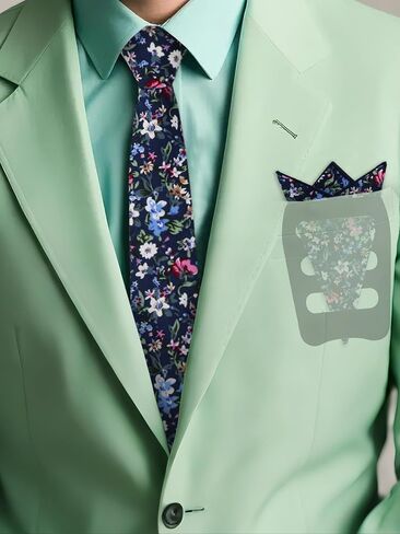 Mantieqingway Floral Tie Sets for Men Skinny Cotton Flower Neckties with Handkerchief and Pocket Square Holder for Wedding in Kuwait
