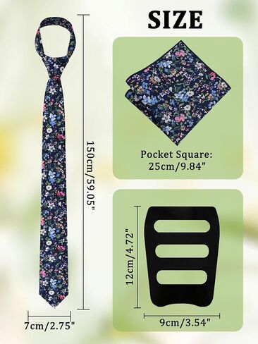 Mantieqingway Floral Tie Sets for Men Skinny Cotton Flower Neckties with Handkerchief and Pocket Square Holder for Wedding in Kuwait