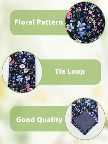 Mantieqingway Floral Tie Sets for Men Skinny Cotton Flower Neckties with Handkerchief and Pocket Square Holder for Wedding in Kuwait