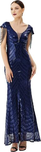 BABEYOND Women Mermaid Sequin Gown - Bodycon Maxi Prom Dress Glitter Sequin Beaded Dress for Evening Party Dark Green in Saudi Arabia