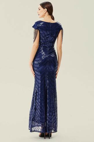 BABEYOND Women Mermaid Sequin Gown - Bodycon Maxi Prom Dress Glitter Sequin Beaded Dress for Evening Party Dark Green in Saudi Arabia