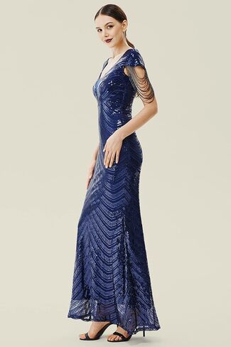 BABEYOND Women Mermaid Sequin Gown - Bodycon Maxi Prom Dress Glitter Sequin Beaded Dress for Evening Party Dark Green in Saudi Arabia