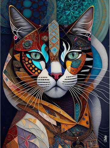 Ingooood Jigsaw Puzzle 1000 Pieces- Cat Series - Colorful cat-2 - Entertainment Toys for Adult Special Graduation or Birthday Gift Home Decor in Kuwait