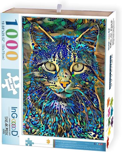 Ingooood Jigsaw Puzzle 1000 Pieces- Cat Series - Colorful cat-2 - Entertainment Toys for Adult Special Graduation or Birthday Gift Home Decor in Kuwait