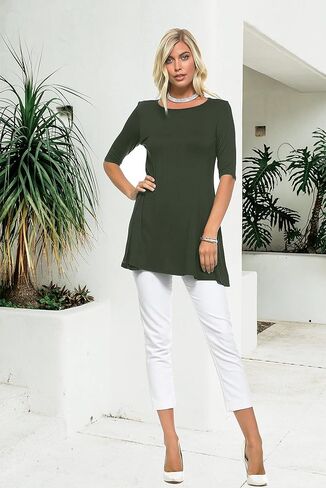 Isaac Liev Women's Tunic Top – 3 Pack Casual 3/4 Sleeve Basic Blouses T Shirts Tops Tee Dressy shirt Loose Fit T-shirt Tunics in Saudi Arabia
