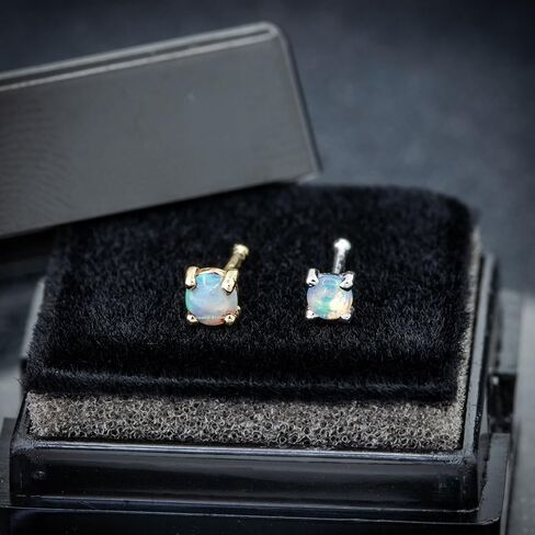 Solid 14k الذهب الطبيعية أوبال الكرة الأنف مسمار ، 22G أنف عظم عظم ، أوبال الأسترالي ، والجنسين حلقة in Saudi Arabia