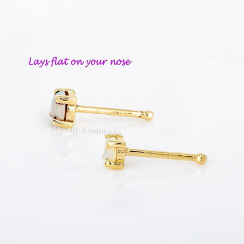 Solid 14k الذهب الطبيعية أوبال الكرة الأنف مسمار ، 22G أنف عظم عظم ، أوبال الأسترالي ، والجنسين حلقة in Saudi Arabia