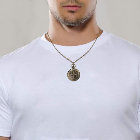 JewelryWe Vintage Pocket Watch Retro Classic Pendant Necklace Watch for Men Women in Kuwait