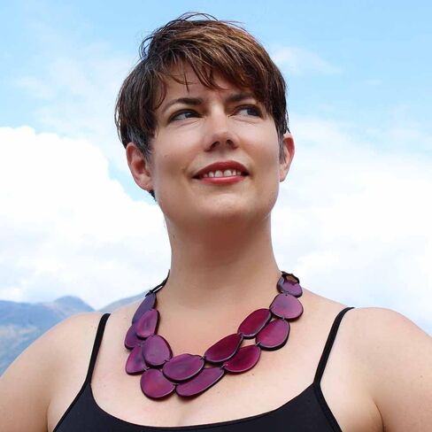 Colorful Chunky Bib Necklace and Earring Set made of Tagua, Fair Trade Fashion, Costume Jewelry for Women in Saudi Arabia
