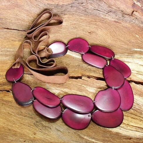 Colorful Chunky Bib Necklace and Earring Set made of Tagua, Fair Trade Fashion, Costume Jewelry for Women in Saudi Arabia