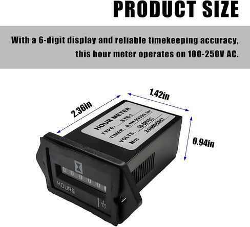 DC 10-80V Mechanical Hour Meter ، Snap in Automotive Presection Hour Meter Gauges ، Professional Praitture Powergan in Kuwait