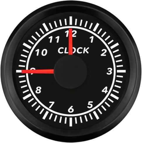 2" /52mm Clock Gauge 12-Hour Meter with Backlight 12V 24V for Car Boat Sedan Motorbike Waterproof Type (Black&Black) in Saudi Arabia