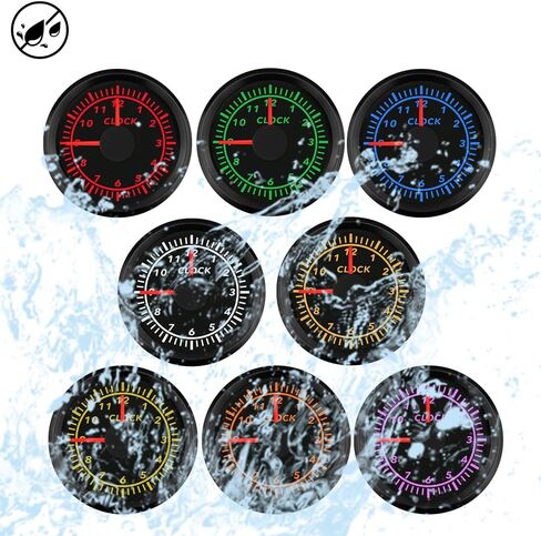 2" /52mm Clock Gauge 12-Hour Meter with Backlight 12V 24V for Car Boat Sedan Motorbike Waterproof Type (Black&Black) in Saudi Arabia