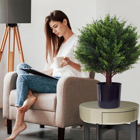 شجرة الأرز الاصطناعية - 2pcs نباتات شجيرة فو ، مزخرفة باليد ، مقاومة للأشعة فوق البنفسجية ، صيانة منخفضة ، مناسبة للديكور الداخلي والخارجي (18 بوصة) in Kuwait