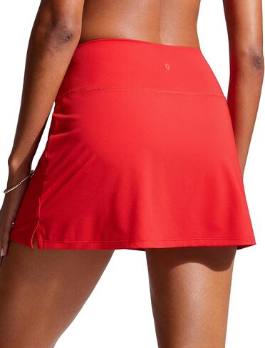CRZ YOGA Womens High Waisted Swim Skirt A Line Swimsuit Skorts Side Slit Bathing Suit Bikini Bottoms with Built in Briefs in Saudi Arabia