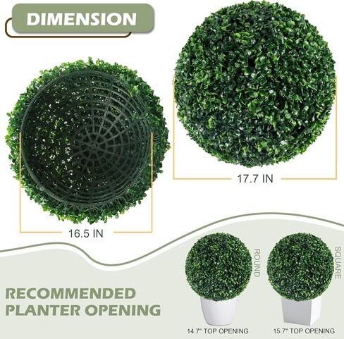 Ogrmar 2 PCS 13.7 inch 2 Layers Artificial Plant Topiary Ball Faux Boxwood Decorative Balls for Backyard, Balcony,Garden, Wedding and Home Décor (13.7 Inch) in Saudi Arabia