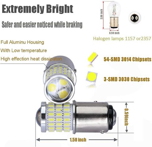 Ibrightstar 9-30V وميض وميض LED LED الأضواء العكسية 1157 2057 2357 7528 BAY15D LED مصابيح LED مع استبدال جهاز العرض للنسخ الاحتياطية الأضواء العكسية ، Xenon White in Kuwait