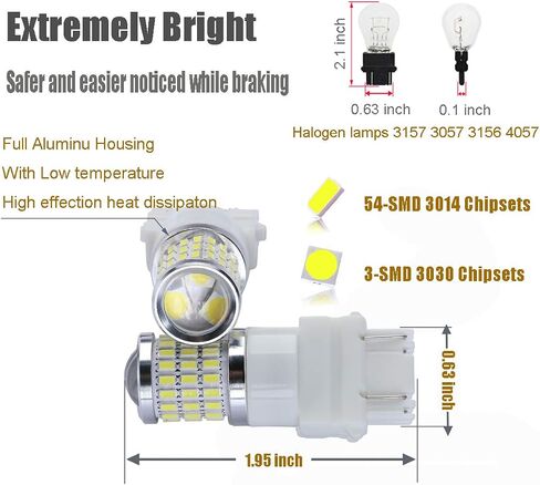 Ibrightstar 9-30V وميض وميض LED LED الأضواء العكسية 1157 2057 2357 7528 BAY15D LED مصابيح LED مع استبدال جهاز العرض للنسخ الاحتياطية الأضواء العكسية ، Xenon White in Kuwait