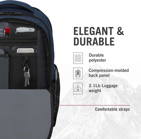 تشمل Victorinox VX Sport Evo Daypack - حقيبة ظهر حديثة لحمل ملحقات السفر - قنوات تدفق الهواء والأشرطة القابلة للتعديل - 32 لترًا ، أسود in Kuwait