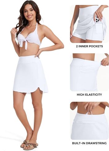 Swim Skirt Bottoms for Women High Waisted Swimsuit Skirts Tummy Control Bathing Suit Bottom Ladies Swimming Skorts in Kuwait