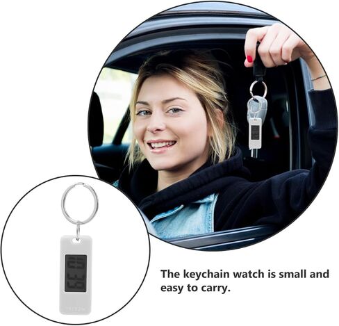 ساعة جيب Keychain ، مقطع مشاهدة سلسلة المفاتيح الرقمية على مشاهدة الساعة الصغيرة ساعة رقمية مع حلقة مفتاح (أبيض) in Kuwait