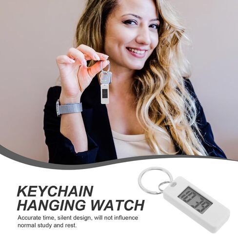 ساعة جيب Keychain ، مقطع مشاهدة سلسلة المفاتيح الرقمية على مشاهدة الساعة الصغيرة ساعة رقمية مع حلقة مفتاح (أبيض) in Kuwait