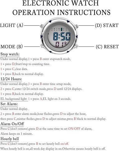 Digital Compass Clip: Black White Men's Fob Watches, Waterproof Carabiner Watch with Alarm Clock in Kuwait