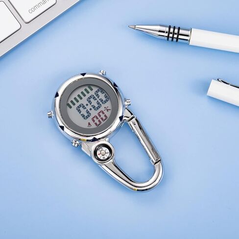 Digital Compass Clip: Black White Men's Fob Watches, Waterproof Carabiner Watch with Alarm Clock in Kuwait