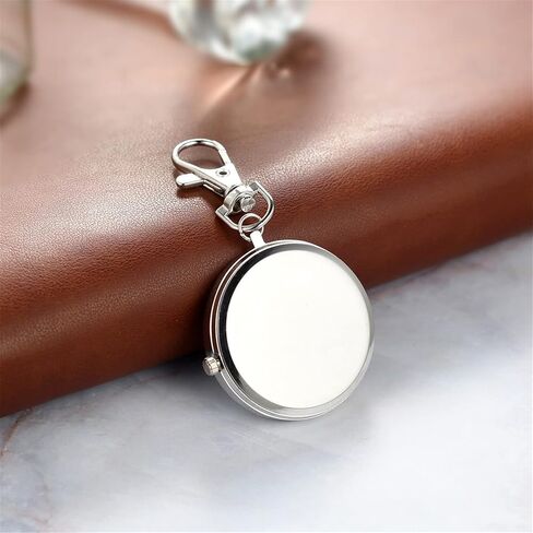 JewelryWe Key Chain Watch Rhinestone Round Quartz Pocket Watch FOB Clip-on Belt Watch Novelty Key Ring Watches for Men Women in Kuwait