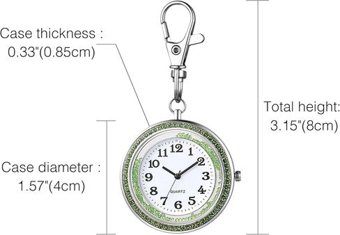 JewelryWe Key Chain Watch Rhinestone Round Quartz Pocket Watch FOB Clip-on Belt Watch Novelty Key Ring Watches for Men Women in Kuwait
