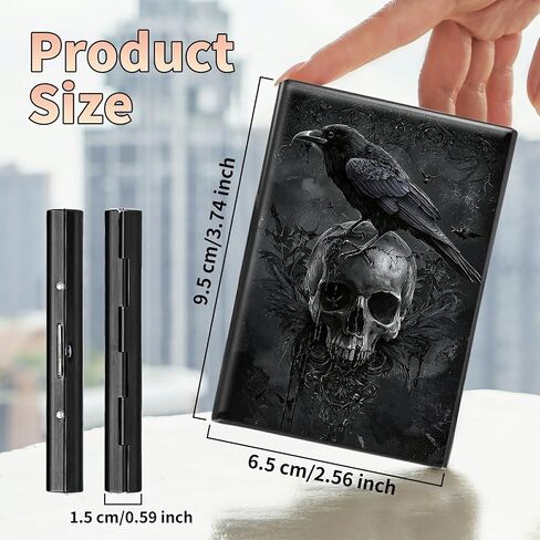 Slim Credit Card Holder, Crow Skull RFID Blocking Metal Wallet for Men & Women, Aluminum Minimalist Hard Case Pocket-Sized Business Cards Organizer (Fits Up to 10 Cards) in Kuwait