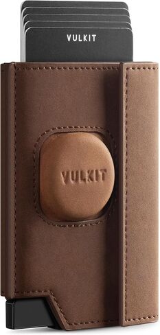 حامل بطاقة Vulkit Mens مع غطاء Airtag ، قاذف بطاقة الائتمان المنبثقة RFID ، نافذة الهوية وجيب العملة المعدنية ، الإغلاق المغناطيسي ، مربع الهدايا معبأة ، أسود الكربون in Kuwait