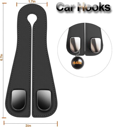 2Packs Car Seat Hooks, Leather Car Headrest Hook, Car Purse Hook Seat Back Hanger Storage Organizer, Car Hook for Purses and Bags(Black) in Kuwait