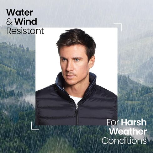 Weatherproof Men's Puffer Jacket, Lightweight Wind Resistant Alternative Down Jacket with Packable Travel Neck Pillow (S-3XL) in Saudi Arabia